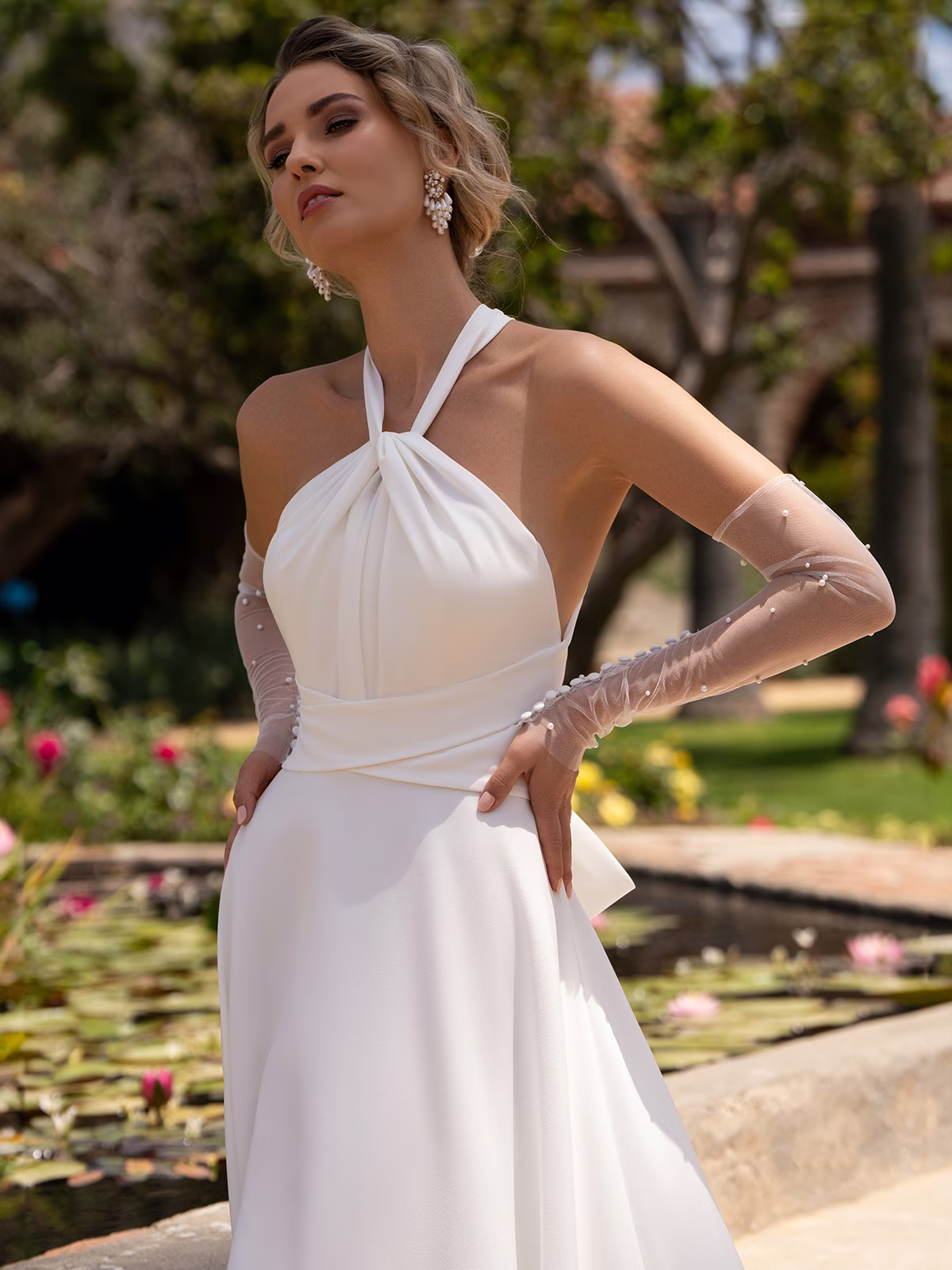 Wedding Dress with Halter Neckline