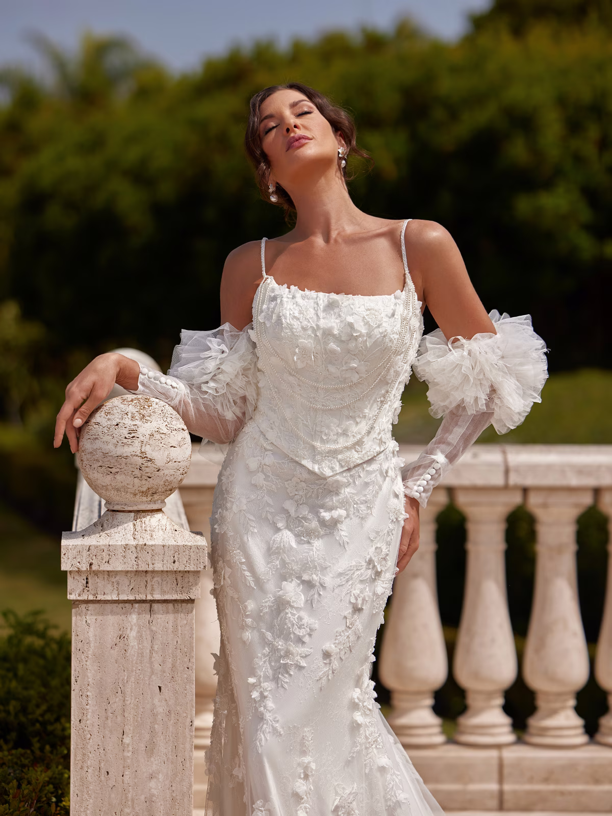 soft square neck wedding dress